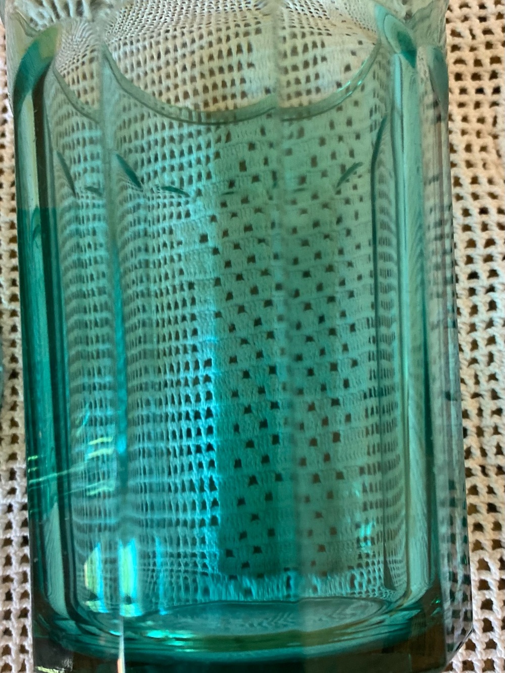Large Luminare Teal Glass Tumblers Set Of 2 Made In France Ribbed Finish - NICE - Picture 3 of 9